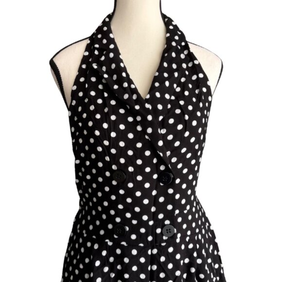ZARA BLACK AND WHITE POLKA DOT, WIDE LEG  CAPRI STYLE JUMPSUIT, SZ.L - Picture 2 of 3